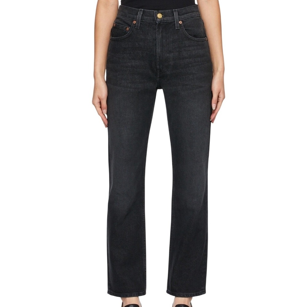 B Sides Field Jeans Straight‎ Leg Cigarette Dark Wash Denim Black Faded Size 25